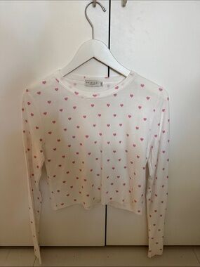 Polkadot England Nell Cropped Slouchy Pink Hearts Top – Size S/M